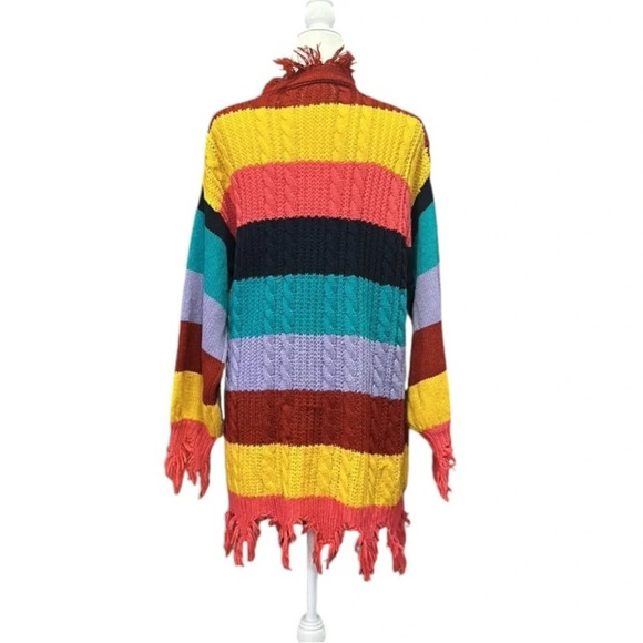 Peach Love California Women's Multi-color Oversized Knit Cardigan Sweater Small - Picture 7 of 11